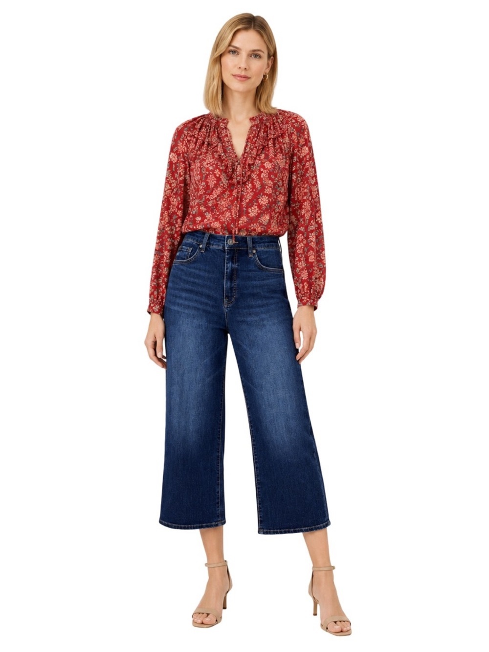 Evereve Kut From The Kloth Charlotte High Rise Fab Ab Culotte Size 10 Wide Leg - Picture 8 of 8